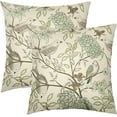 thumbnail image 1 of Vintage Floral Bird Pillow Covers 16x16 Inch Set of 2 Olive Green Brown Flowers Leaves Decorative Throw Pillows For Couch Chinoiserie Square Pillow Cases Home Decor For Sofa Bed Porch Room Outdoor, 1 of 6
