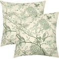thumbnail image 1 of Vintage Floral Bird Pillow Covers 16x16 Inch Set of 2 Sage Green Flowers Leaves Decorative Throw Pillows For Couch Chinoiserie Square Pillow Cases Home Decor For Sofa Bed Porch Living Room Outdoor, 1 of 6