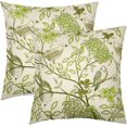 thumbnail image 1 of Vintage Floral Bird Pillow Covers 20x20 Inch Set of 2 Lime Green Flowers Leaves Decorative Throw Pillows For Couch Chinoiserie Square Pillow Cases Home Decor For Sofa Bed Porch Living Room Outdoor, 1 of 6