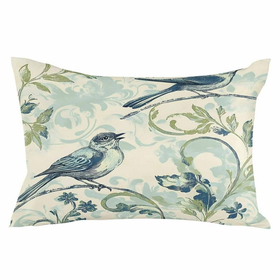 Vintage Floral Bird Throw Pillow Cover 24 x 36 Inch Decorative Pillow Cover Retro Summer Botanical Lumbar Pillowcase Seasonal Rectangle Cushion Case for Couch Sofa Bed Living Room