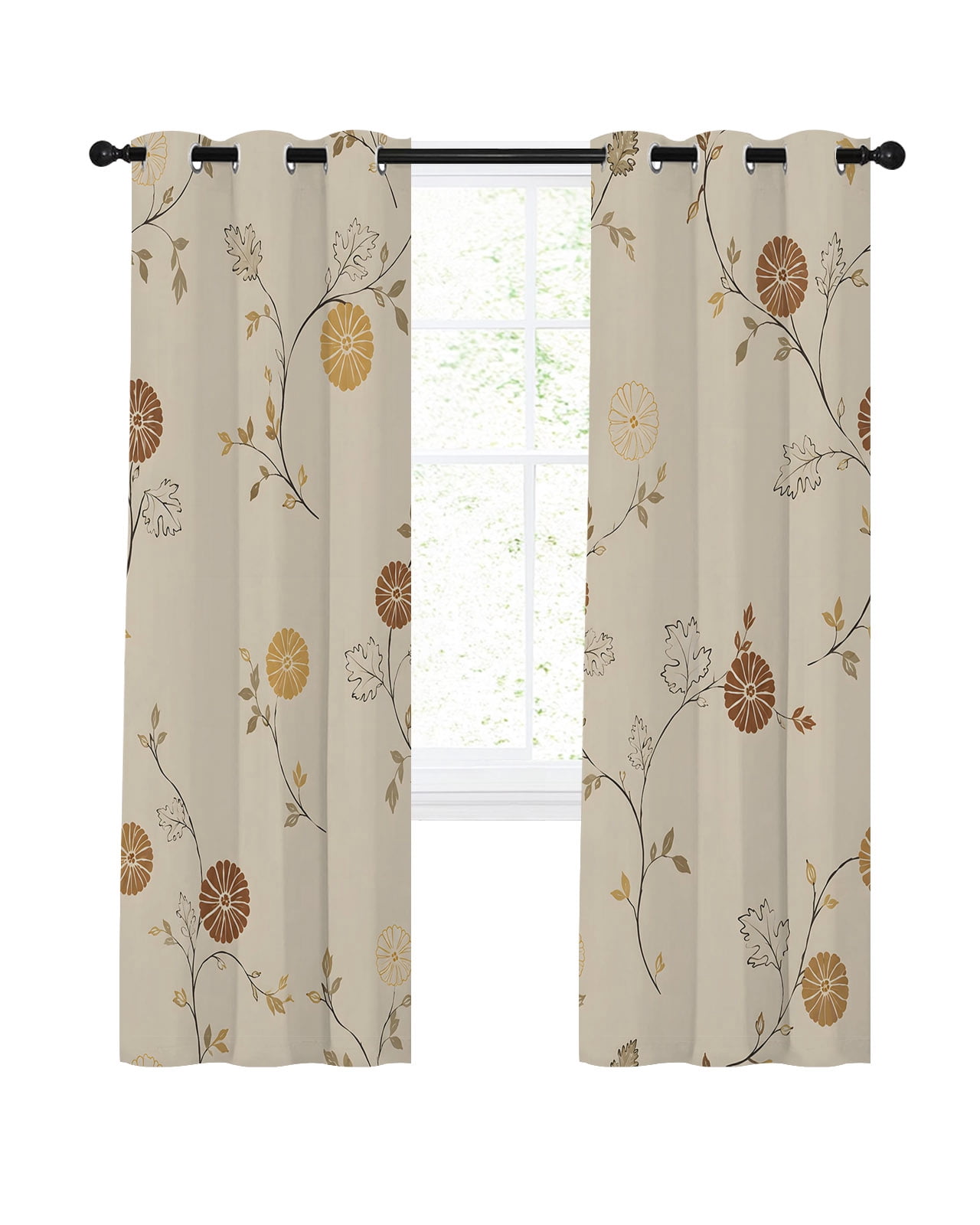 Spring Flower Simpl Vintage Floral Blackout Curtains 39 Inches Length, Spring Country ...