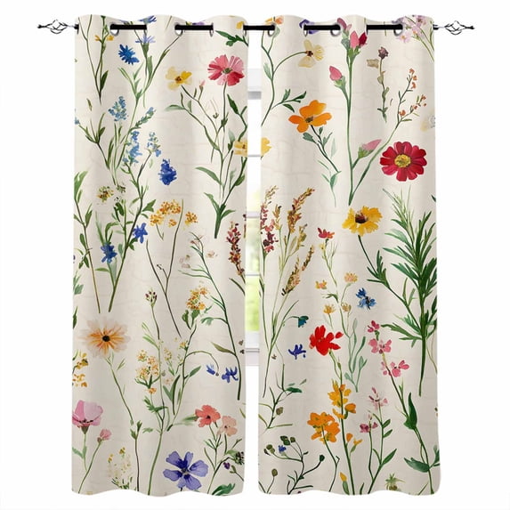 Vintage Floral Blossom Blackout Curtains for Bedroom Living Room Darkening Curtains 90 Inch Spring Summer Rustic Botanical Black Out Window Curtain Privacy Window Treatment Grommet Drapes 52"x90"x2