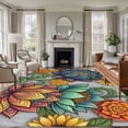 thumbnail image 1 of Vintage Floral Boho Area Rugs 6'x9', Washable Small Throw Rugs for Kitchen Dining room, Abstract Art Modern Flowers Indoor Outdoor Rug Non-Slip Low Pile Carpet Runner Reversible Floor Mats, 1 of 8