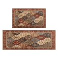 thumbnail image 1 of Vintage Floral Boho Kitchen Rugs Non-Skid & Washable Mats for Door & Sink, Red Runner Rug & Retro Mat. Refresh Your Kitchen - Set of 2, 1 of 7