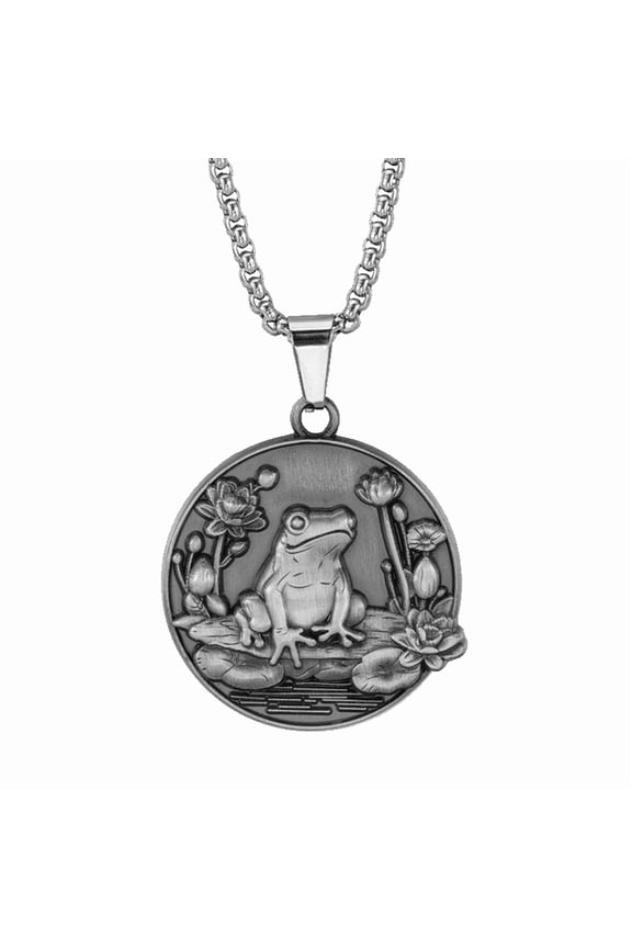 Vintage Floral Botanical Frog Toad Necklace for Men Women Jewelry Accessories Gifts