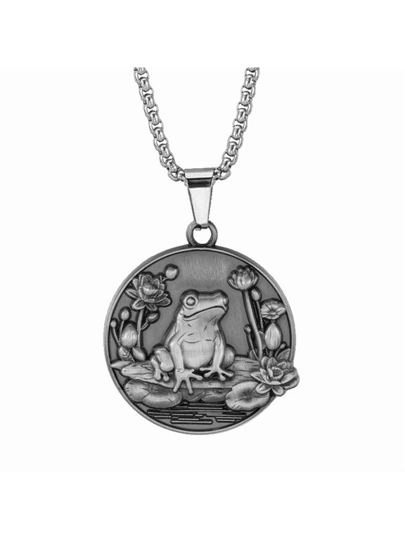 Vintage Floral Botanical Frog Toad Necklace for Men Women Jewelry Accessories Gifts
