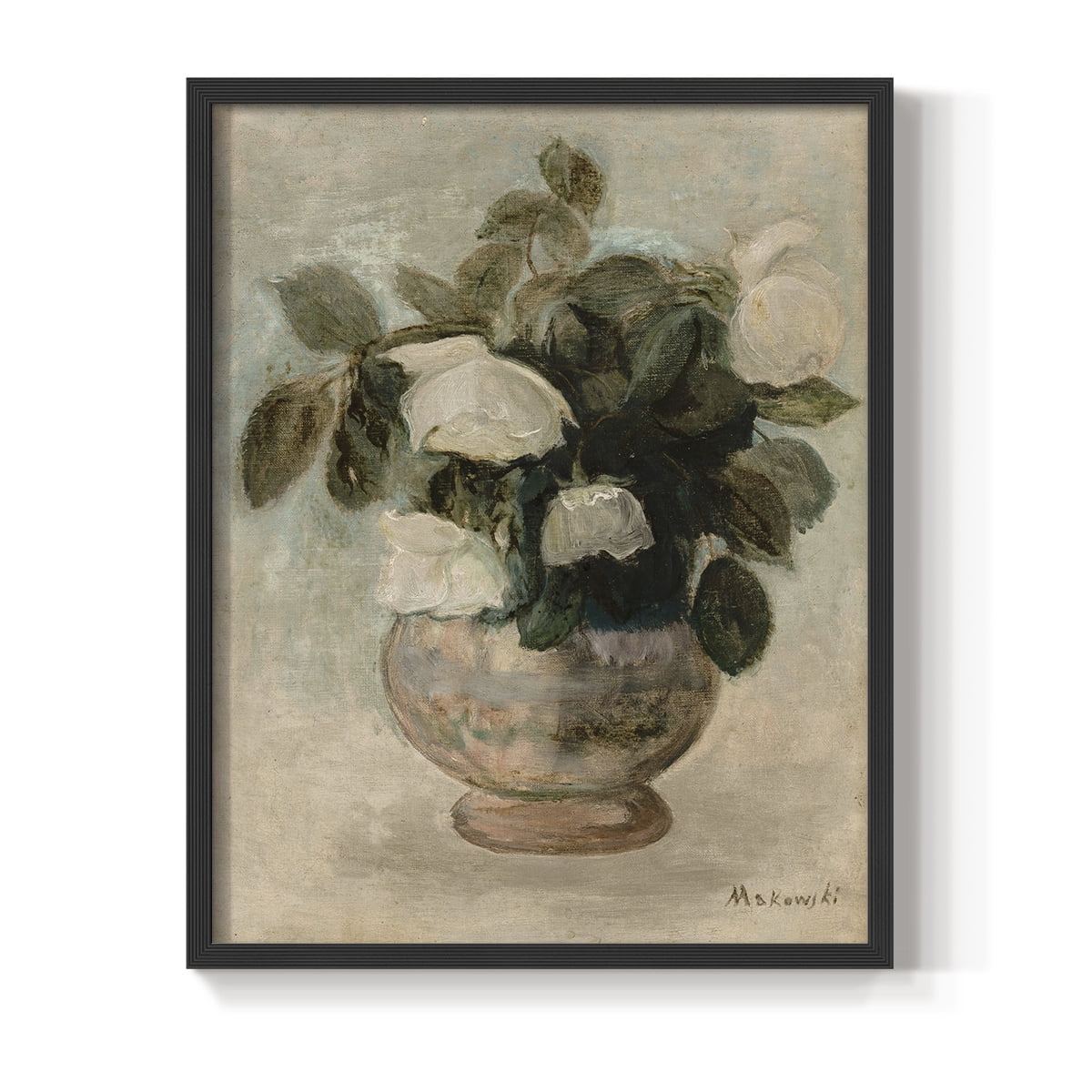 Vintage Floral Bouquet - 10in. x 8in. Vintage Framed Print in Black Wood Frame