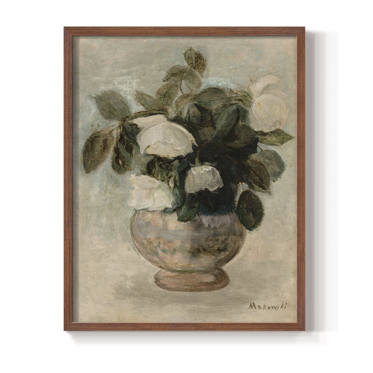 Vintage Floral Bouquet - 14in. x 11in. Vintage Framed Print in Walnut Wood Frame