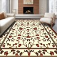 thumbnail image 1 of Vintage Floral Bow and Leaf Pattern Soft Area Rug, Non Slip, Stain Resistant, Washable Area Rugs for Living Room, Bedroom 4x6ft, 1 of 6