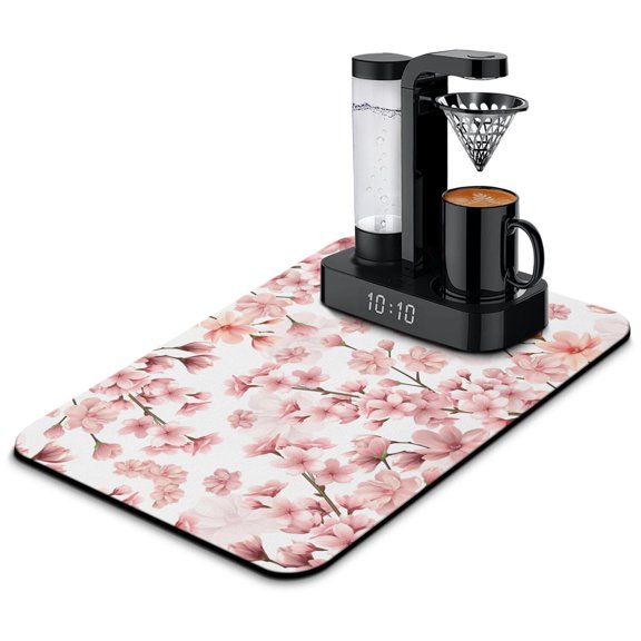 Vintage Floral Butterfly Kitchen Mat, Botanical Wildflower Dish Drying Pad, Aesthetic Coffee Bar Accessory, 23.5x15.5in