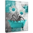 thumbnail image 1 of Vintage Floral Canvas Wall Art Butterfly and Daisy in the Teal Bathtub Wall Art for Living Room Bathroom Bedroom Abstract Geometric Pattern Picture Wall Decor Framed Wall Art,12x16 Inches, 1 of 6