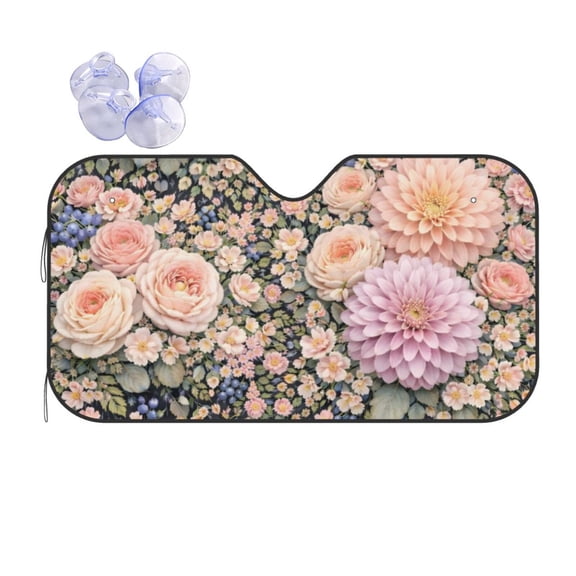 Vintage Floral Car Windshield Sun Shade Universal Fit Auto Sun Visor Protector