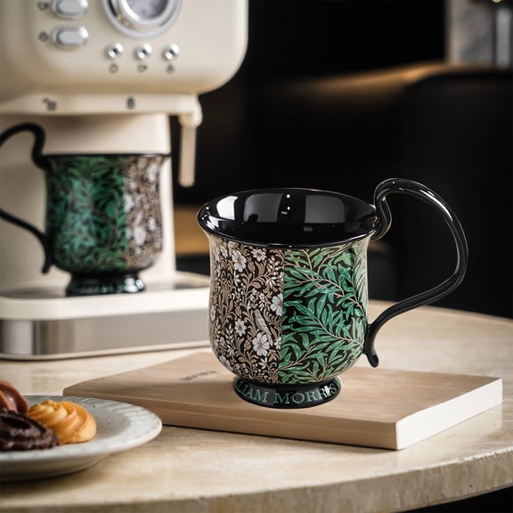 Vintage Floral Ceramic Coffee Cup, Gift Cup for Home Breakfast, Orchid Forest Pattern, 350ml Mug