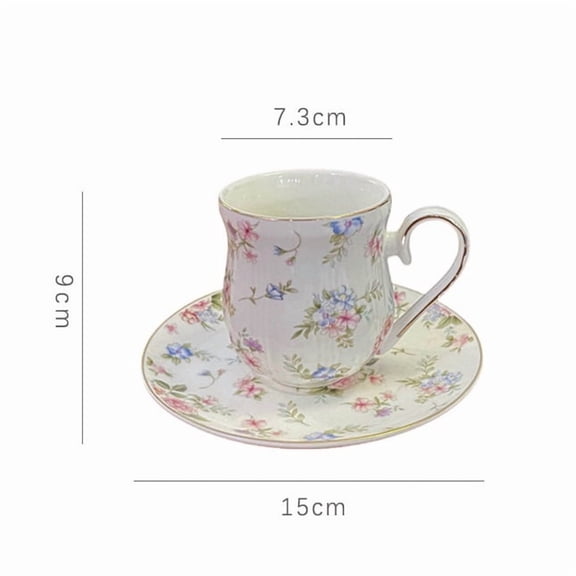 Vintage Floral Ceramic Mug with Saucer, Elegant High-End Tea Cup, Retro Coffee Mug for Home Afternoon Tea