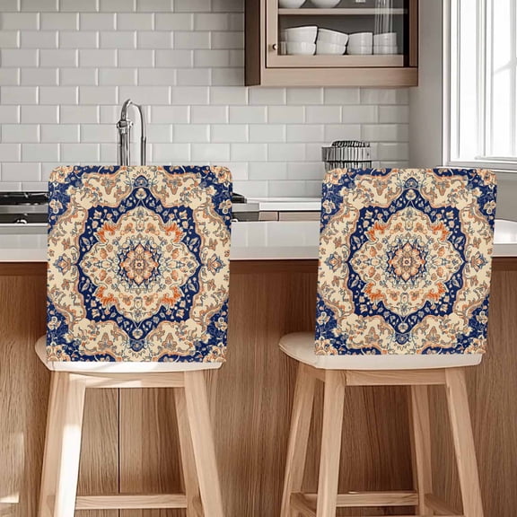 Vintage Floral Chair Covers Set of 8 Navy Orange Classical Bohemian Style Chair Back Covers Stretch Removable Washable Chairs Slipcovers Chair Protector for Dining Room Kitchen Party Decor