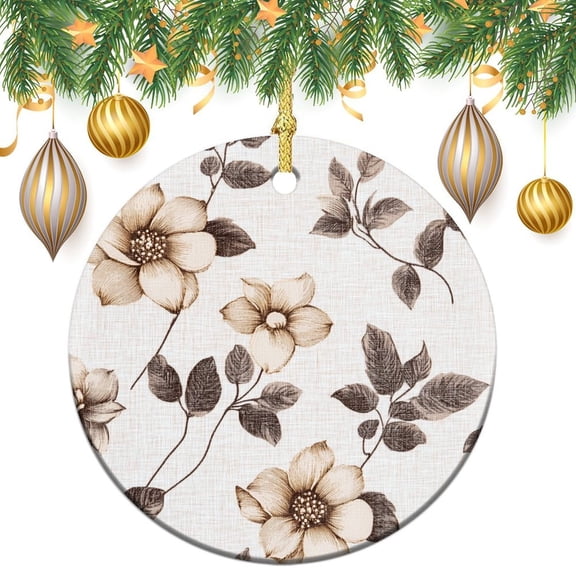 Vintage Floral Christmas Ceramic Ornament Vintage Floral Personalized Christmas Ornament Holiday Ornament for Home Christmas Tree Decor Gifts for Women Men On Christmas