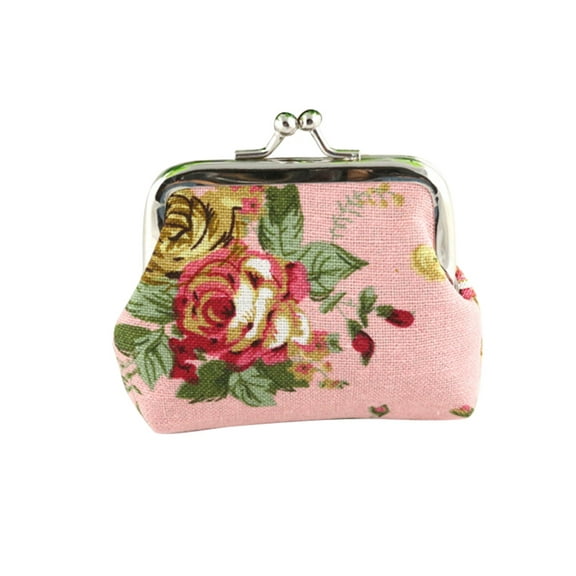 Vintage Floral Coin Purse Clutch Bag for Women - Small Wallet with Hasp Closure