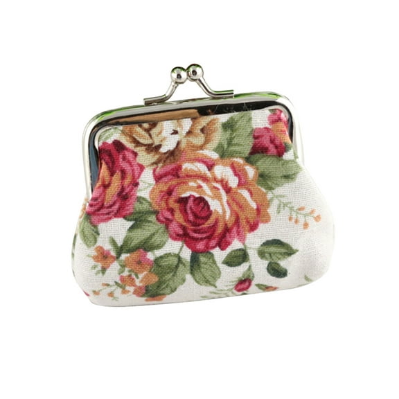 Vintage Floral Coin Purse Clutch Bag for Women - Small Wallet with Hasp Closure
