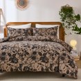 thumbnail image 1 of Vintage Floral Comforter Set Queen, 100% Natural Cotton Bedding with Brown Floral and Butterfly, Soft Breathable Comforter Set for All Seasons, 1 of 12