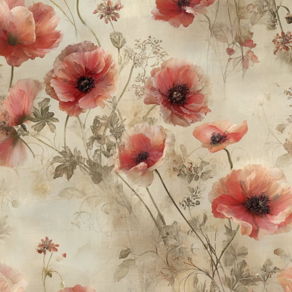 Vintage Floral Contact Paper Peel and Stick Wallpaper Soft Red Pink Romantic Garden 23.6in x 9.8ft Self Adhesive Removable Wall Paper for Nursery Bedroom Cabinets Drawers