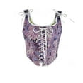 thumbnail image 1 of Vintage Floral Corset Tops for Women Tie Shoulder Renaissance Lace Up Bustiers Overbust Shaper Tank Corsets Purple, XXXL, 1 of 7