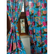 Vintage Floral Curtain, Set Of Two Panels, Boho Drapes, Shabby Chic Curtains With Matching Tie Back.