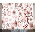 thumbnail image 1 of Ambesonne Vintage Floral Curtains 2 Panel Set, Flowers Bold Lines, 108" x 84", Pale Pink Ruby White, 1 of 3