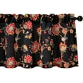 thumbnail image 1 of Vintage Floral Curtains Valances, Light Filtering Curtain Panel for Living Dining Room, Rod Pocket Design (1 Piece, 52 x 18, Red and Black), 1 of 6