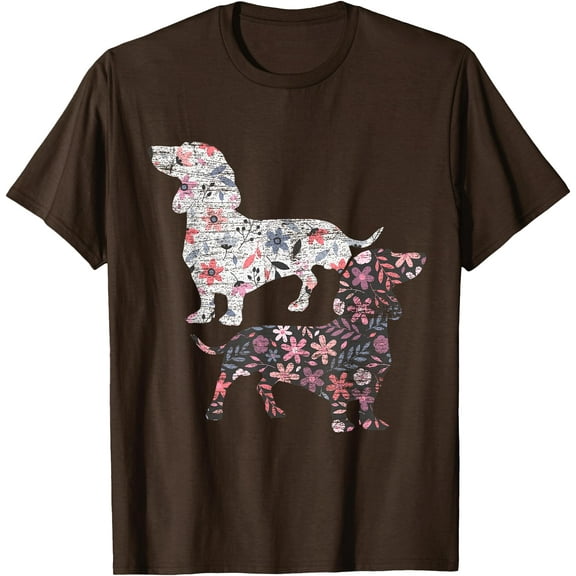 Vintage Floral Dachshund Dogs Lover Unisex T-Shirt for Men Women Kids Toddler