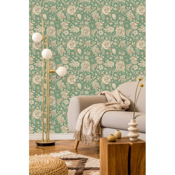Vintage Floral Design Wallpaper Pre-Pasted - 25"W x 225"H