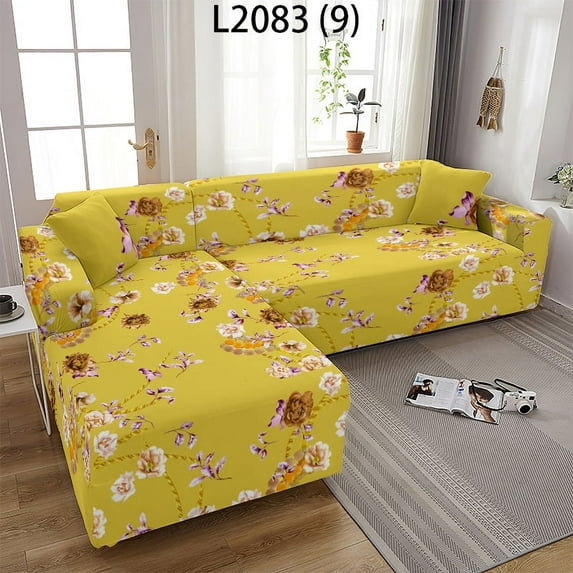 Vintage Floral Elastic Sofa Cover for Living Room Sofa Towel Flower Pineapple Printed Pattern L-shaped Chaise Longue Sofa Covers
