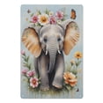 thumbnail image 1 of Vintage Floral Elephant Tin Sign – Cute Wall Decor for Baby Girl Nursery, Soft Pastel Elephant Illustration, Newborn Gift for Baby Showers or Birthdays 8x12 inch, 1 of 8