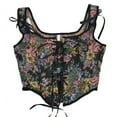 thumbnail image 1 of Vintage Floral Embroidered Lace Up Corset Top for Women Sleeveless Adjustable Bustier Renaissance corset Inspired Vest Black L, 1 of 3