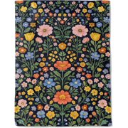 Vintage Floral Fleece Throw Blanket Inch,Retro Flower Folk Art Style Decorative Throws,Soft Lightweight Blankets for Bedroom Reading Corner Apartment,Cozy Gifts for Women Nature Lovers 30" x 40"