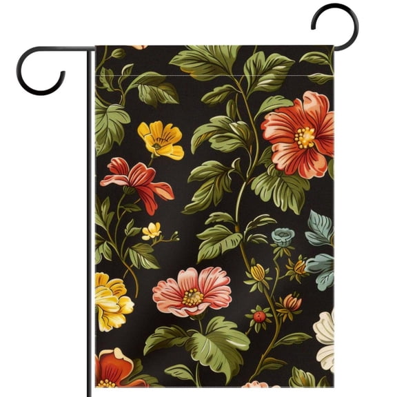 Vintage Floral Flowers Pattern Decorative Garden Flag for All Seasons, 12 x 18 Inch Small Vertical Double Sided Outside Decoration for Yard Farmhouse