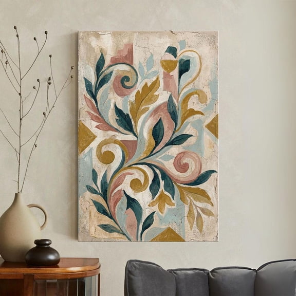 Vintage Floral Fresco Poster Rustic Botanical Wall Art Old World, Unframed Poster