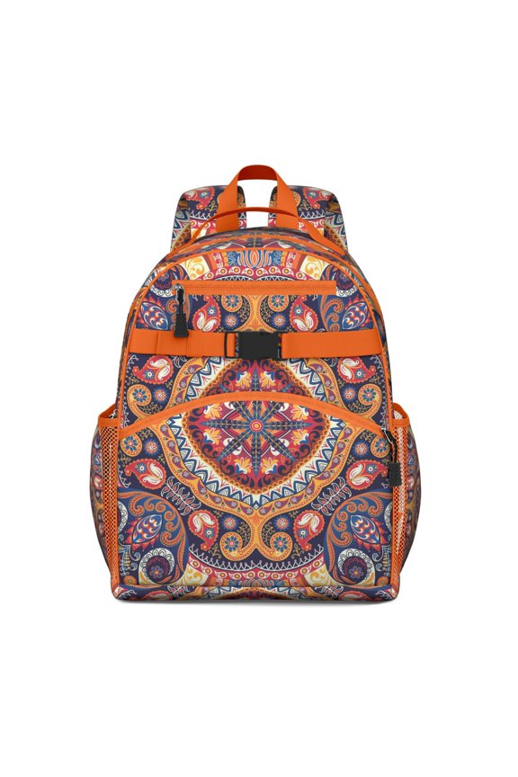 Vintage Floral Geometric Pattern Toddler Backpack Adjustable Padded Straps Chest Strap Water-Resistant Bookbag