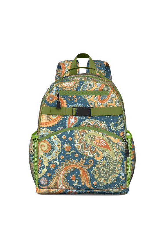 Vintage Floral Geometric Pattern Toddler Backpack Adjustable Padded Straps Chest Strap Water-Resistant Bookbag