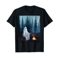 thumbnail image 1 of Vintage Floral Ghost Halloween Ghost In The Forest Gothic Black T-Shirt, 1 of 5