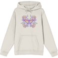 thumbnail image 1 of Vintage Floral Gradient Butterfly Adult Off-White Long Sleeve Hoodie-XXL, 1 of 7