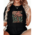 thumbnail image 1 of Vintage Floral Graphic Fashion Commuting Tee T-Shirt Print Top Short Sleeve Round Neck Black S-5XL, 1 of 5