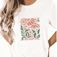 thumbnail image 1 of Vintage Floral Graphic Fashion Commuting Tee T-Shirt Print Top Short Sleeve Round Neck White S-5XL, 1 of 4