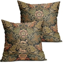 Vintage Floral Green Leaf Pillow Covers 18x18 Inch Set of 2 Boho Tapestry Plant Botanical Decorative Pillow Cases Outdoor Square Cushion Cover Farmhouse Decor for Bedroom Home Sofa Couch Bed