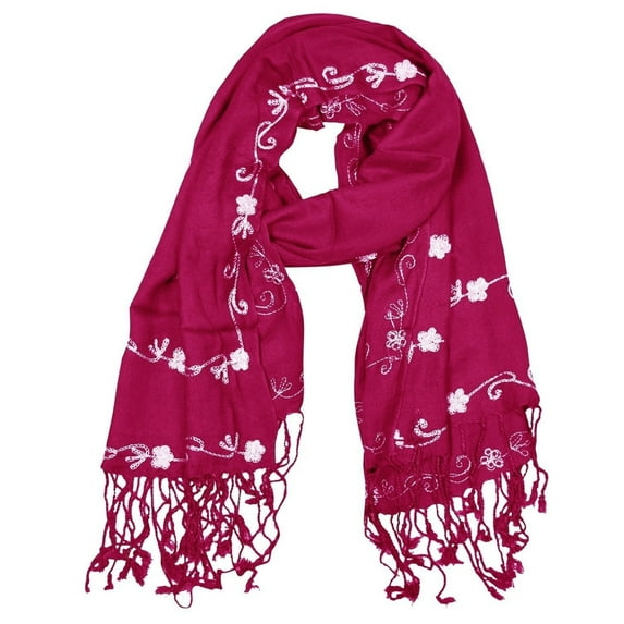 Vintage Floral Hand Embroidered Pashmina Shawl Scarf