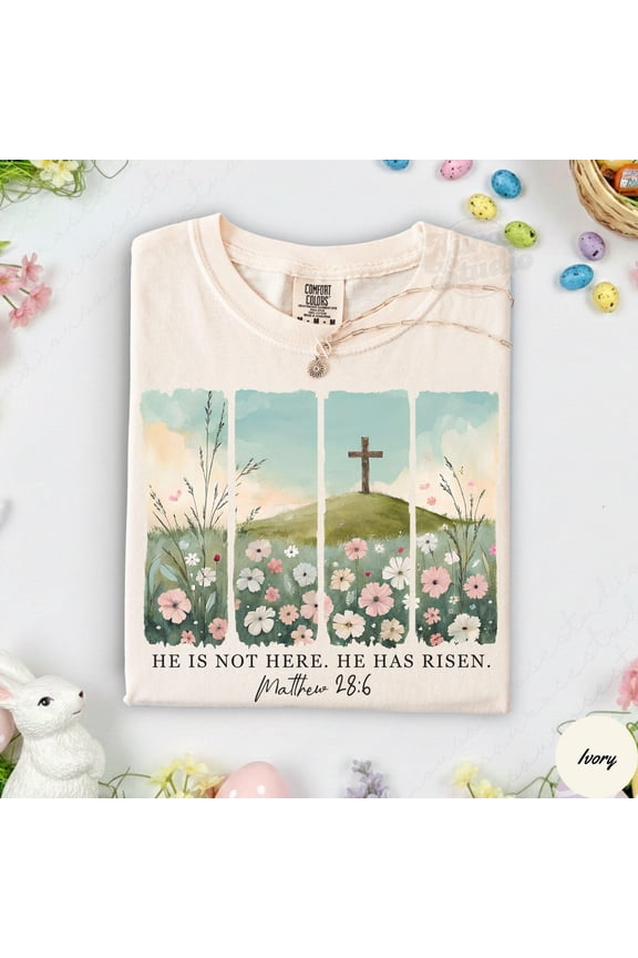 Vintage Floral He Has Risen Shirt - Comfort Colors Christian Easter Tee for Faithful Celebrations