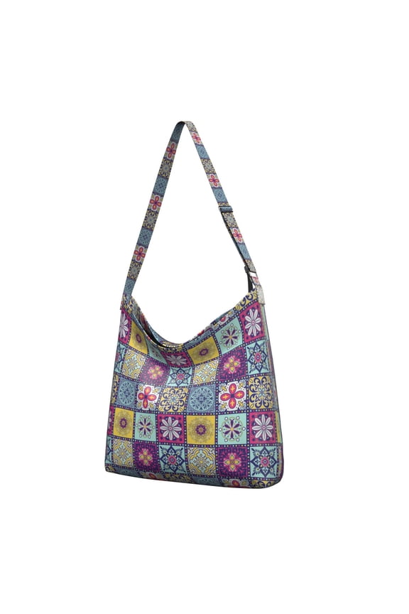 Vintage Floral Hippie Shoulder Bag - Large Capacity Casual Sling Tote, Adjustable Strap Crossbody Purse for Daily Use