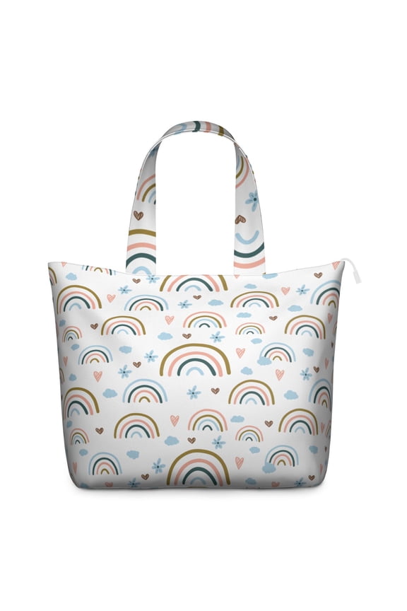 Vintage Floral Hippie Weekender Tote, Lightweight Zippered Bag with Interior Organization, Boho Chic for Trips