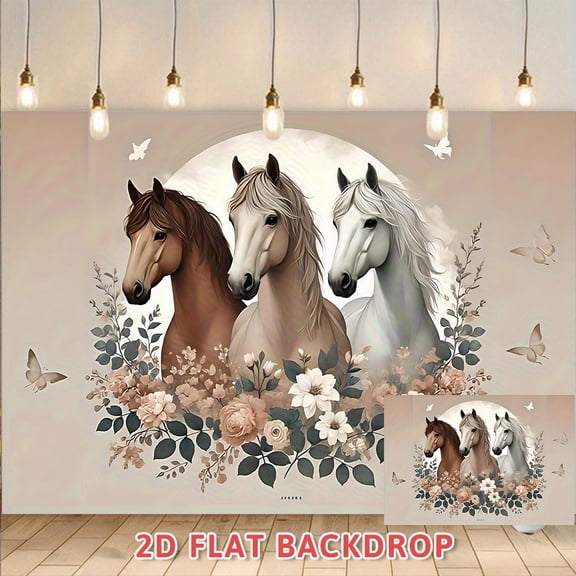 Vintage Floral Horse Backdrop,Wall Hanging Decor for Bedroom Living Room,Atmosphere Setting Background Cloth for Photography Live Streaming