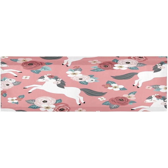 Vintage Floral Horse Curtain Valance for Kitchen Windows/Bathroom/Living Room/Bedroom Blackout, Rod Pocket Valance Small Window Treatment, 54" W x 18" L Home Decor