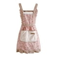 thumbnail image 1 of Vintage Floral Kitchen Apron with Ruffle Trim, Adjustable Straps and Large Pockets, Kitchen Apron for Cooking and Baking, Pink, 1 of 5